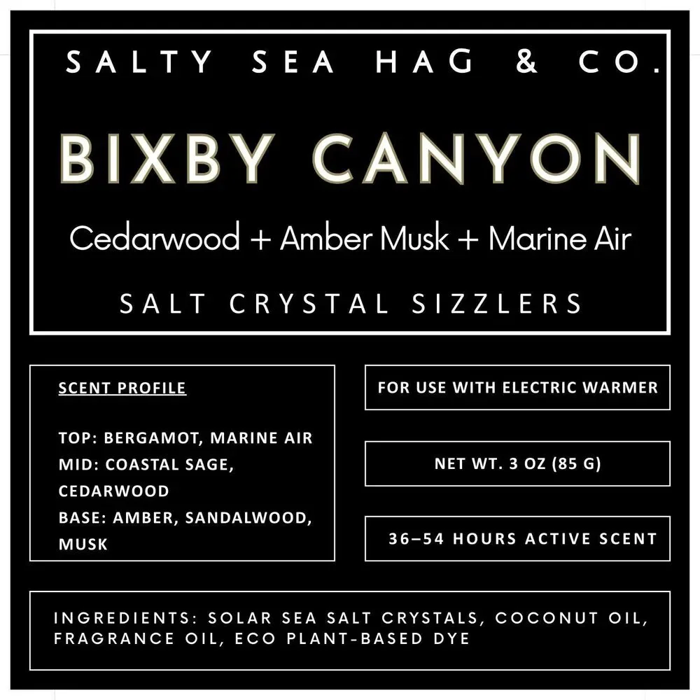 Bixby Canyon Salt Crystal Sizzlers - Cedarwood + Amber Musk + Marine Air Scent